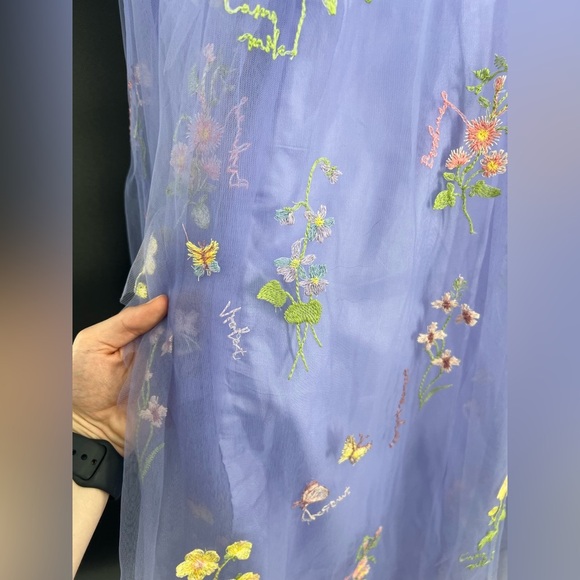 Fairycore formal Spaghetti Strap Floral Embriodered Dress in Purple size 10 NWOT - Picture 14 of 16